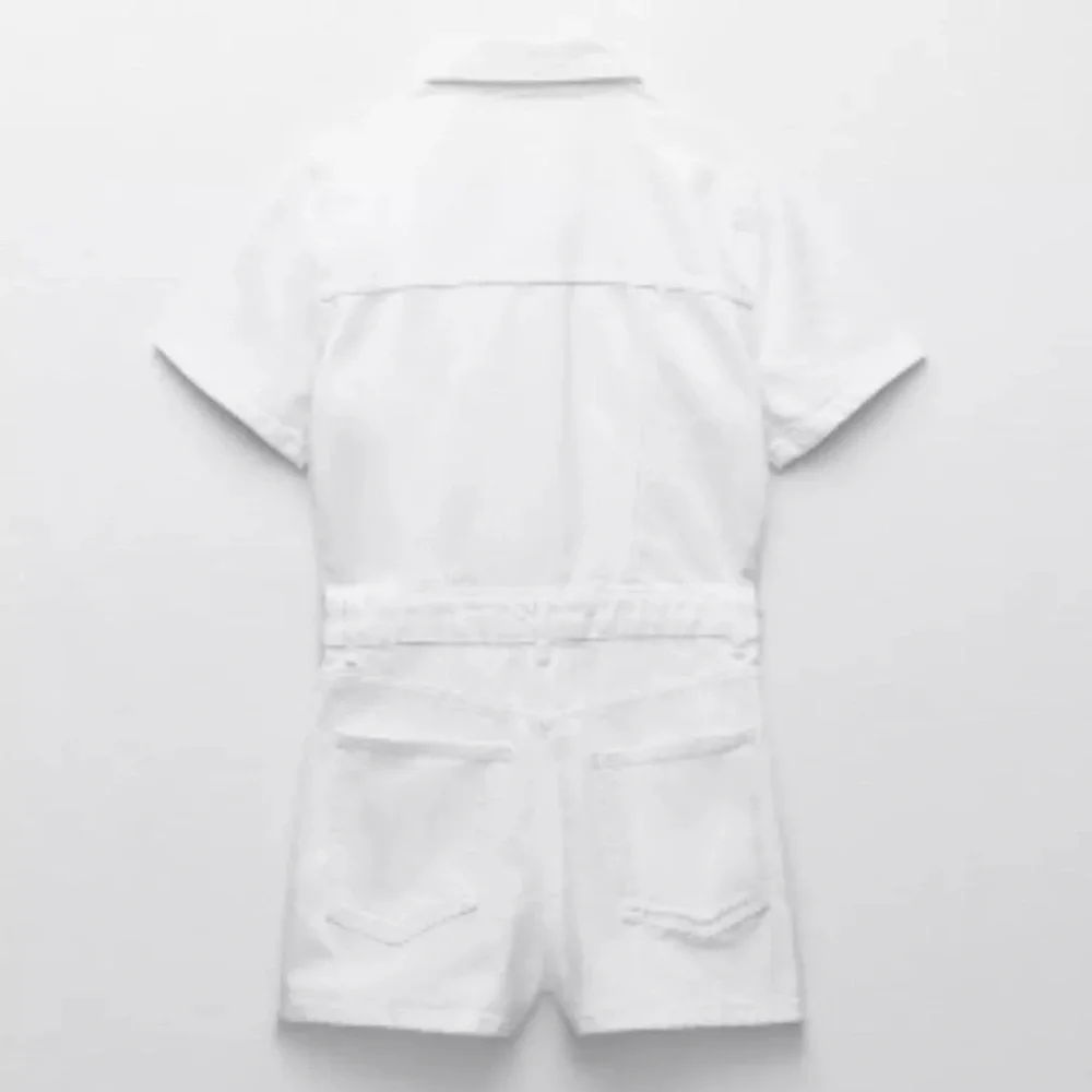 Zara Utility Romper Zip Up Short WHITE Size M NEW - Picture 5 of 5